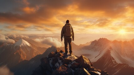 Adventurer stands triumphantly, symbolizing the journey to success. Generative AI
