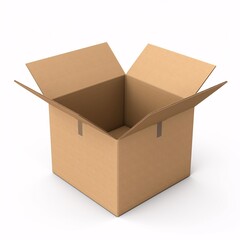 Empty open parcel box made from cardboard, mystery box, generative AI