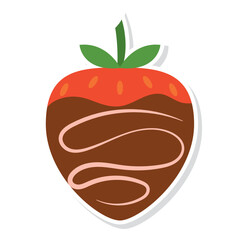 Isolated sticker of strawberry with chocolate candy icon Vector