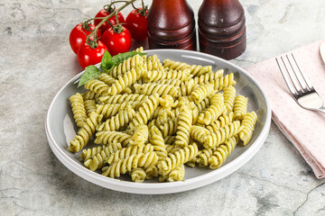 Italian pasta with basil pesto