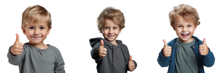 Small funny child isolated on transparent background saying Ok