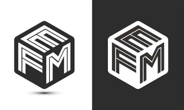 EFM letter logo design with illustrator cube logo, vector logo modern alphabet font overlap style.