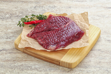 Raw beef machete steak for grill