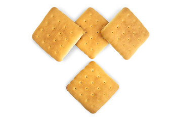 Several square cookies isolated on a transparent background.