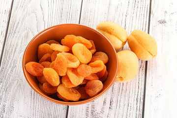 Dried apricot heap in the bowl