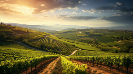 beautiful landscape with a vineyard