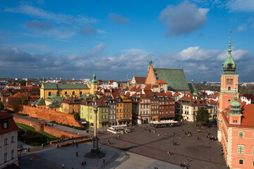 Fototapeta premium 2022-10-25 Top view of the old town of Warsaw Poland.