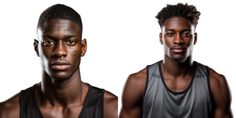 An isolated young African basketball player in a studio