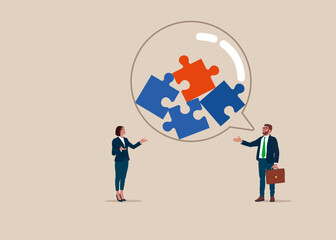 Search mutual language. Teamwork and unity. Modern vector illustration in flat style
