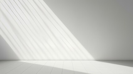 Minimal abstract background for product presentation. Shadow and light on white plaster wall, empty space. generative AI