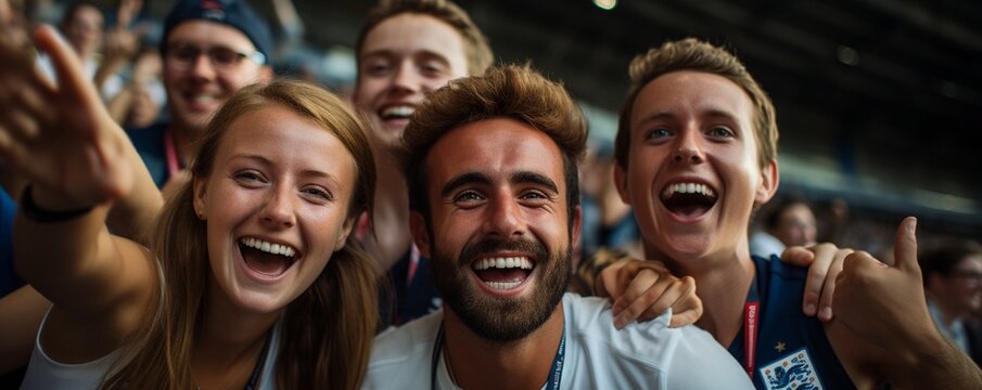 throng of spectators at a sporting event.