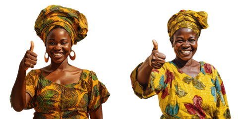 African woman expressing positivity with a smile and thumbs up