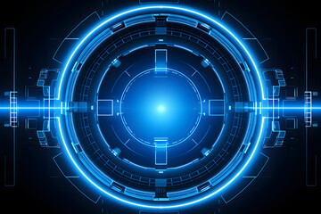 Circle blue light technology background. Futuristic science concept.
