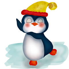 penguin on ice so cute