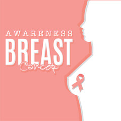 Awareness brest cancer poster girl silhouette Vector