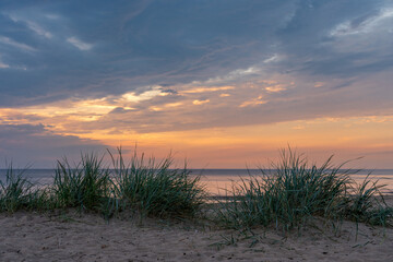 Sunset view in summer by the Latvian sea