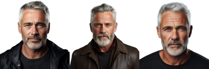 Close up portrait of a middle aged man isolated on a transparent background looking at the camera Seniors with an active and modern lifestyle showcasing male beauty