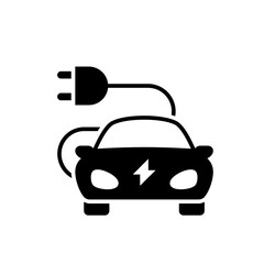 Electric car black glyph icon on white