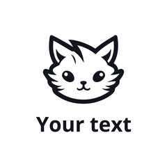 Fototapeta na wymiar Minimalistic logo of cartoon cute cat. Vector logotype template.