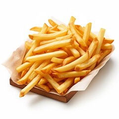 Fatty food, french fries on white background. Fast food element , illustration created with generative AI technologies
