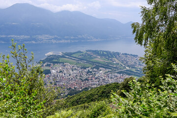 Cardada, Aussicht, Lago Maggiore, See, Luftseilbahn, Wanderweg, Flussdelta, Maggia-Delta, Locarno,...