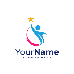 Leader logo design Template. Star People logo vector illustration.
