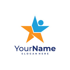 Leader logo design Template. Star People logo vector illustration.