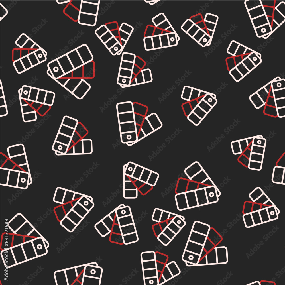 Poster line color palette guide icon isolated seamless pattern on black background. vector