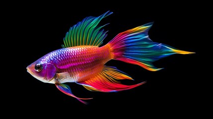 An image featuring a playful fish adorned in the vibrant colors of the rainbow