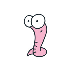 Funny worm. Doodle illustration of a worm isolated on a white background. Vector 10 EPS.