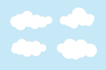 Cloud. Abstract white cloudy set isolated on light blue background. Vector illustration