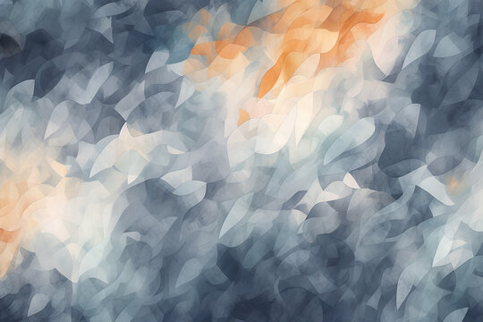 Watercolor pattern in combination of light greyish orange and dark desaturated greyish blue colors