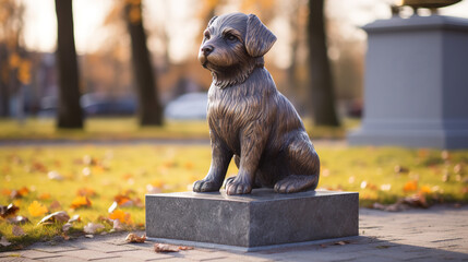 Stone Monument to the dog is installed in the park or in the cemetery