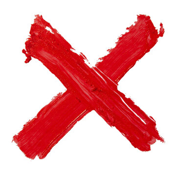 X mark painted from red lipstick