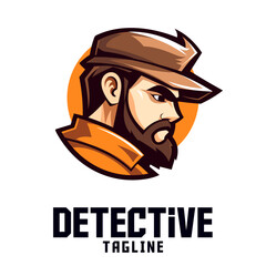 Illustrated Man Sleuth: Logo, Mascot, Illustration, Vector Graphics for Athletic and E-Gaming Squads, Spy Mascot Head

