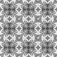 Vector pattern with symmetrical elements . Modern stylish abstract texture. Repeating geometric tiles from striped elements.Black and white pattern.