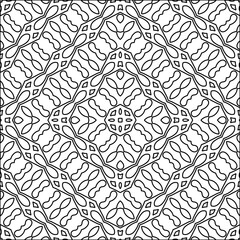 Vector pattern with symmetrical elements . Modern stylish abstract texture. Repeating geometric tiles from striped elements.Black and white pattern.