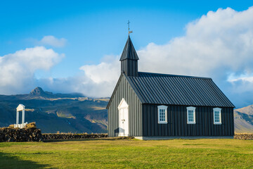 Landscape of the church of Búdakirkja (Iceland)