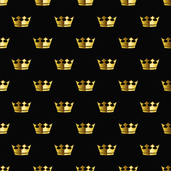 Gold Crown on Dark Background seamless pattern