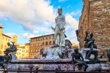 Zelfklevend Fotobehang Fountain of Neptune in Florence, Italy © olyasolodenko