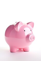 Fototapeta premium Photo of pink piggy bank isolated over white background.