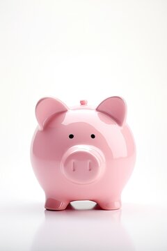 Photo of pink piggy bank isolated over white background.