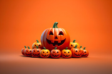 Halloween pumpkins on orange background