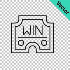 Black line Casino win icon isolated on transparent background. Vector