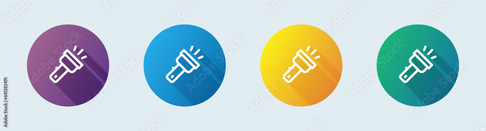 Poster flash light line icon in flat design style. torch lamp signs vector illustration.