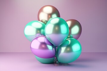 Holographic metallic 3D pastel color balloon bunch