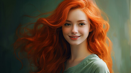 Obraz premium a girl with red hair smiling