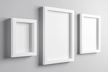 Blank picture frame mockups on a wall Artwork templates in interior design