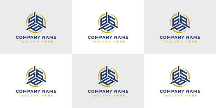 Letter SBG, SGB, BSG, BGS, GSB, GBS Hexagonal Technology Logo Set. Suitable for any business.