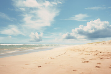 Fototapeta na wymiar Sand Beach And Blue Sky | Beach And Sky | Beach And Clouds | Beach And Blue Sky